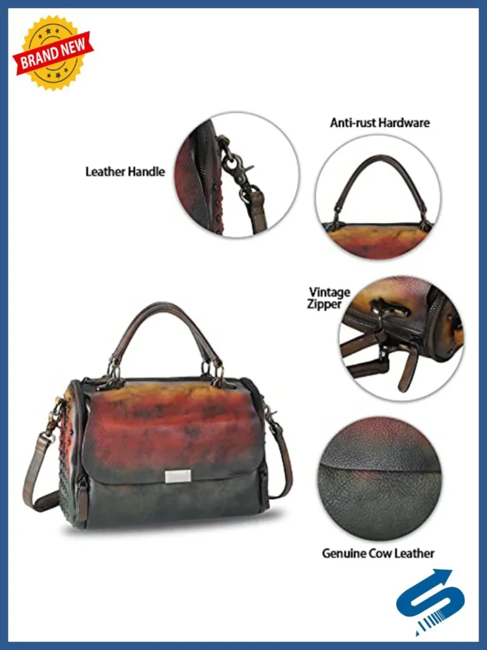 Genuine Leather Vintage Handmade Top Handle Satchel Crossbody Bag